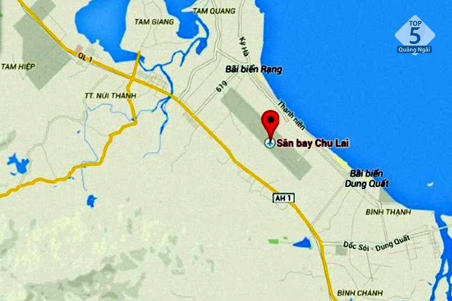 Sân bay Chu Lai các trung tâm và các điểm du lịch Chu Lai trên bản đồ