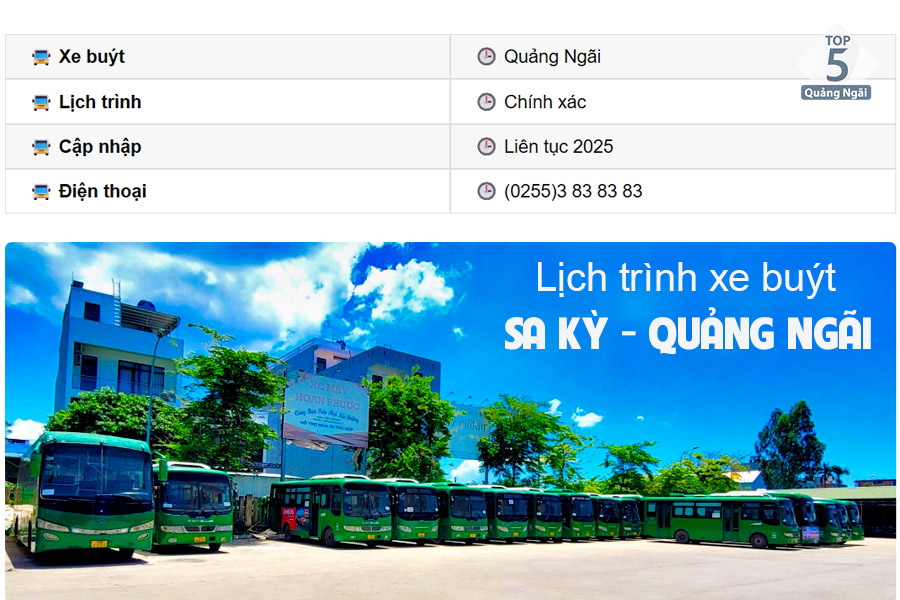 Lịch trình xe buýt Sa Kỳ Quảng Ngãi thay đổi liên tục nhằm phục vụ khách hàng tốt hơn Lịch trình xe buýt Sa Kỳ Quảng Ngãi thay đổi liên tục nhằm phục vụ khách hàng tốt hơn