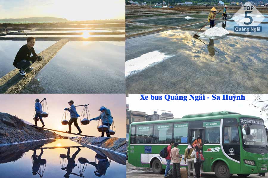Bạn có thể đi xe buýt Quảng Ngãi- Sa Huỳnh để đến tham quan ruộng muối vào thời điểm tháng 3 âm lịch hàng năm
