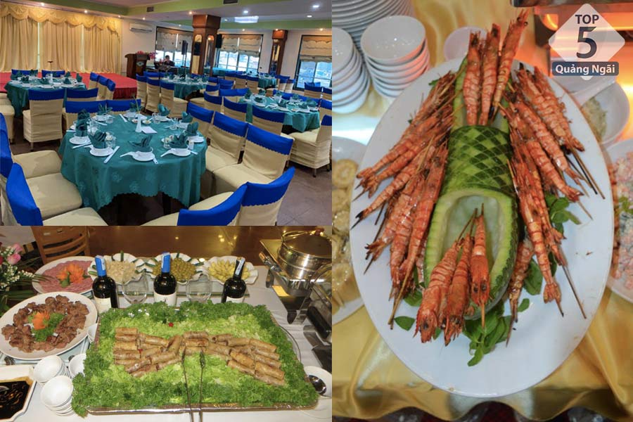 Hệ thống nhà hàng Á- Âu với sức chứa lên đến 300 người là điểm nhấn của khách sạn trung tâm Quảng Ngãi