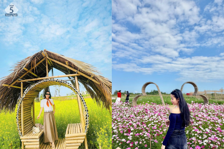 tiểu cảnh tại vườn hoa checkin Phú Mỹ