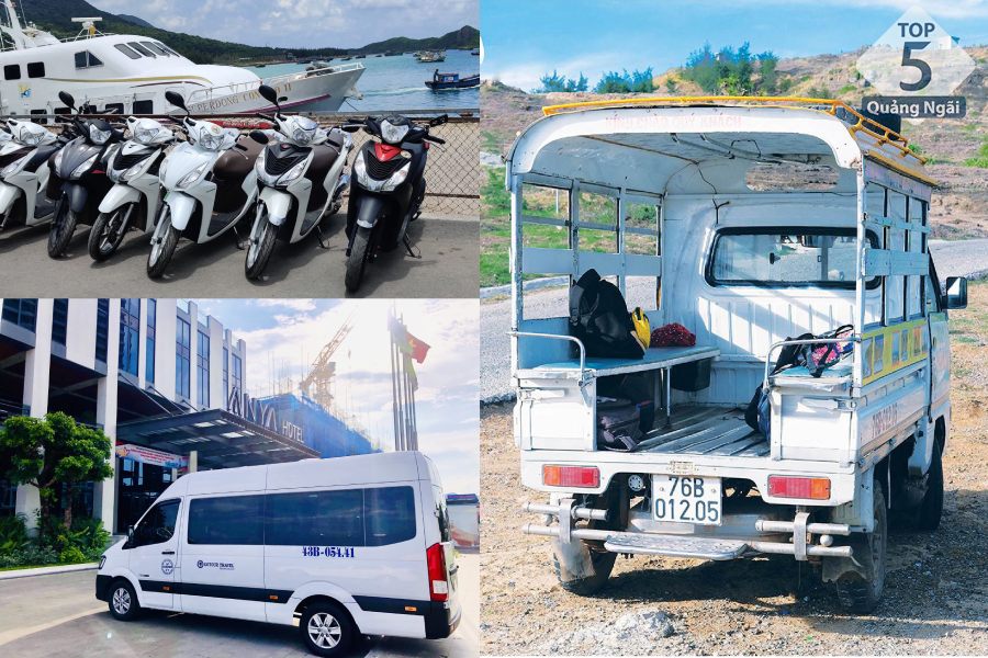 Một số phương tiện mà du khách có thể thuê khi đến huyện đảo Lý Sơn