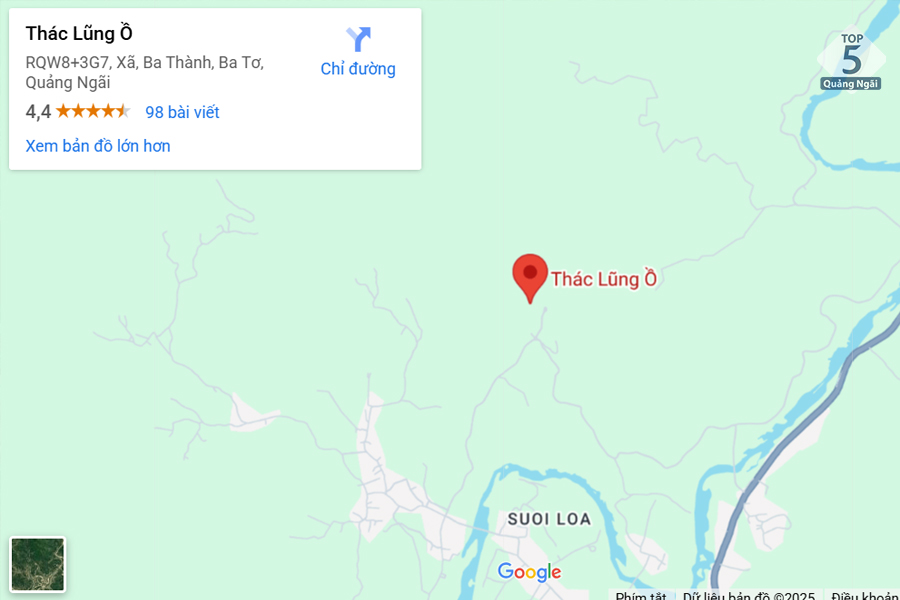 Đi theo sự chỉ dẫn của Google map là tới tận thác Lũng Ồ Quảng Ngãi