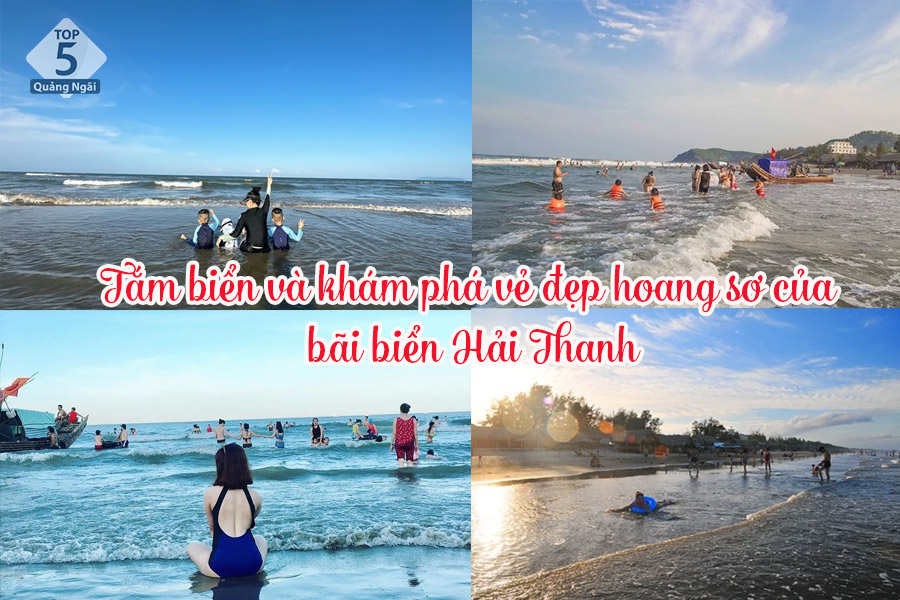 Tắm biển là hoạt động không thể thiếu khi đến biển Hải Thanh