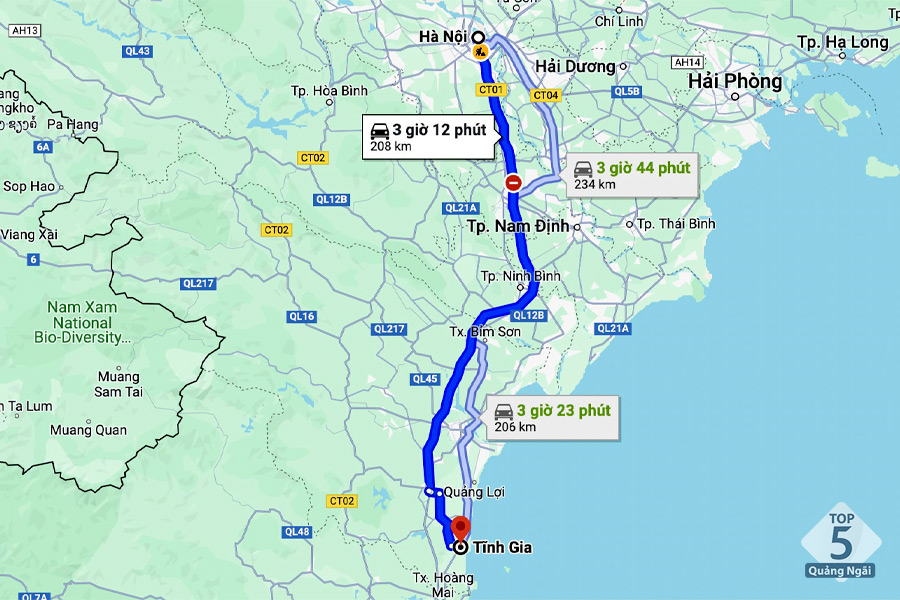 Nếu di chuyển đến biển Hải Hòa bằng phương tiện cá nhân bạn có thể đi theo hướng dẫn của Google Maps