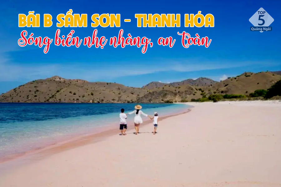 Bãi B Sầm Sơn sóng biển nhẹ nên khá an toàn khi tắm biển 