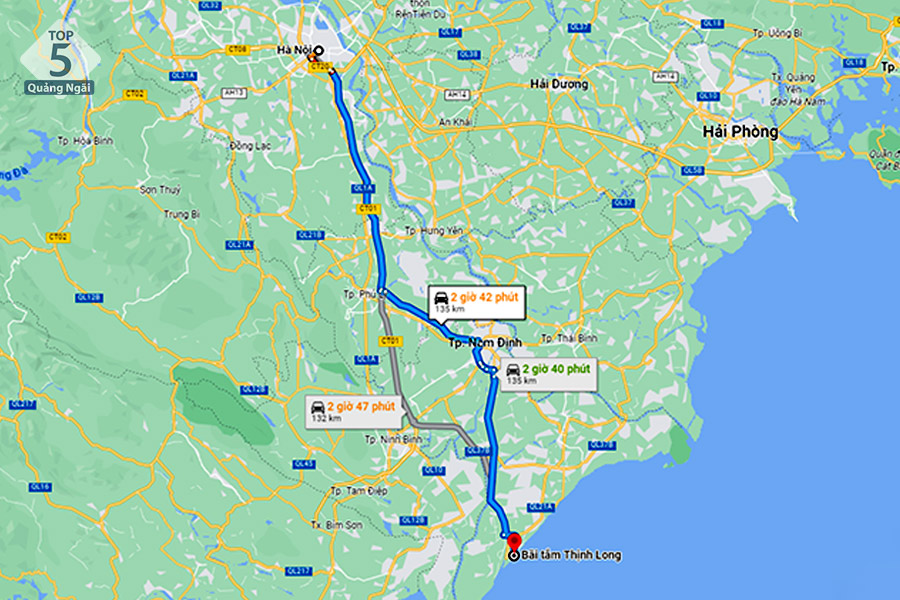 Nếu di chuyển tự túc đến bãi biển Thịnh Long bạn có thể đi theo chỉ dẫn của google maps