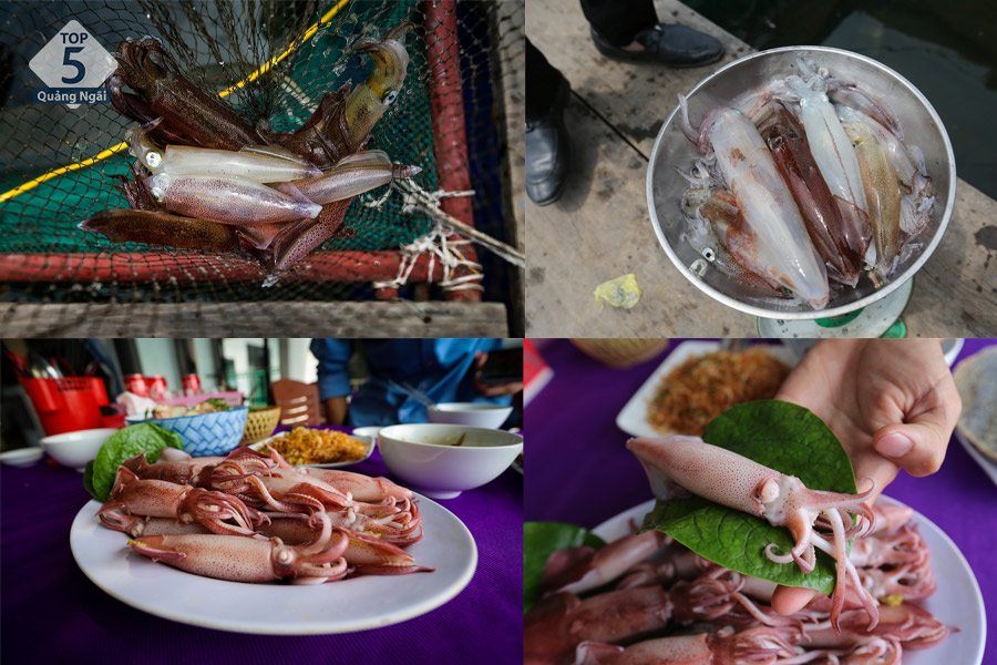 Mực nhảy vừa được đánh bắt lên rất tươi nên thường được hấp để dữ nguyên vị ngọt Mực nhảy vừa được đánh bắt lên rất tươi nên thường được hấp để dữ nguyên vị ngọt