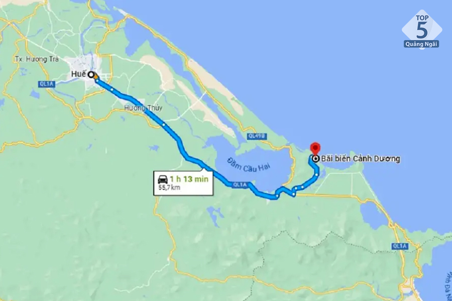 Hướng dẫn cách di chuyển đến Cảnh Dương beach theo google maps Hướng dẫn cách di chuyển đến Cảnh Dương beach theo google maps